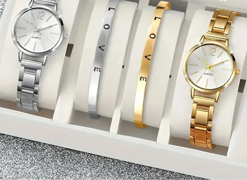 Women's Fashion Watch & Bracelet Set 4PCS