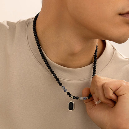 Natural Stone Tiger Eye Beaded Chain Necklace for Men