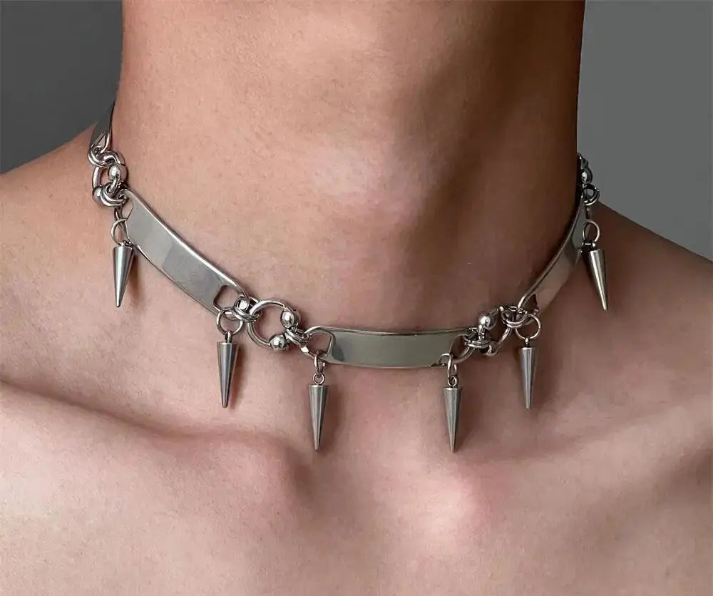 Titanium Steel Rivet Choker nyaklánc - uniszex