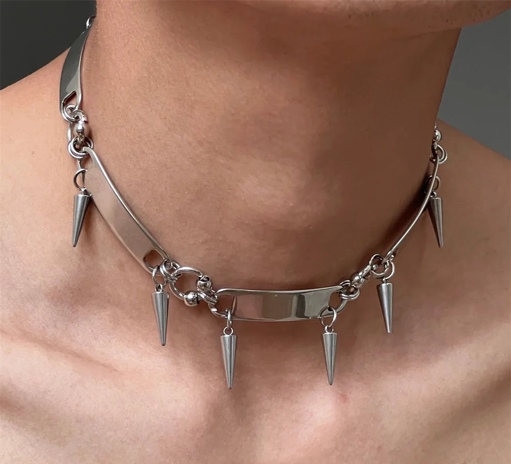 Titanium Steel Rivet Choker nyaklánc - uniszex