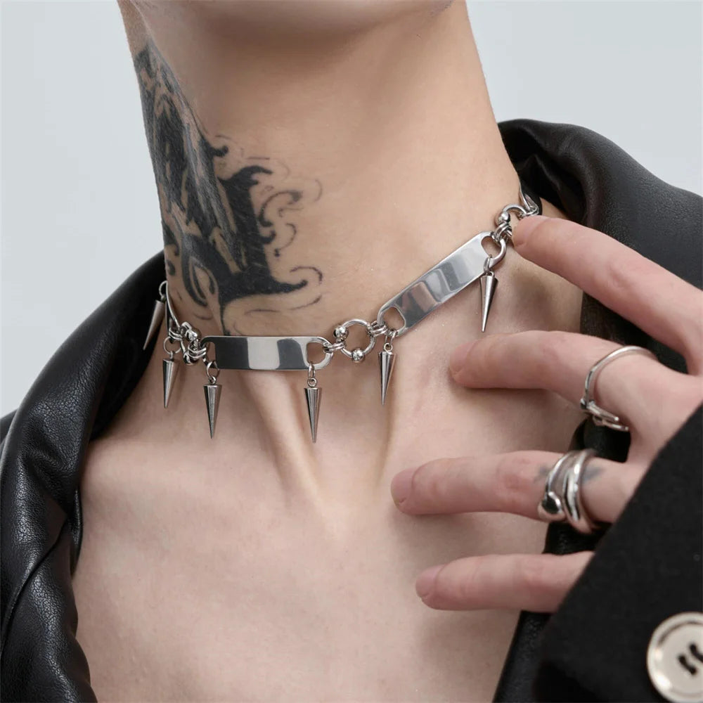 Titanium Steel Rivet Choker nyaklánc - uniszex