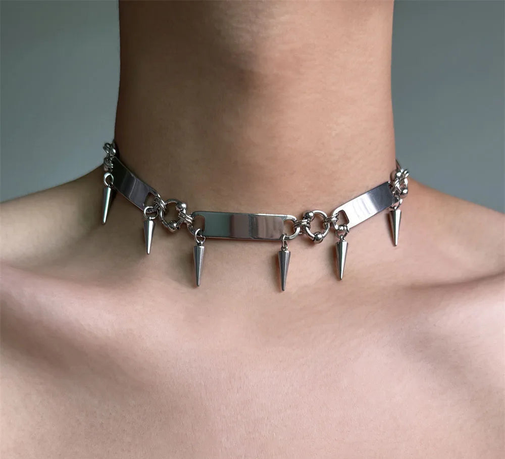 Titanium Steel Rivet Choker nyaklánc - uniszex