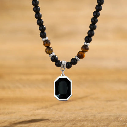 Natural Stone Tiger Eye Beaded Chain Necklace for Men