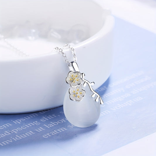 Elegáns Moonstone Teardrop medál nyaklánc – Cherry Blossom Y-nyaklánc